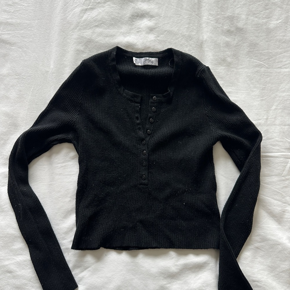 Showpo Black Ribbed Polo Collar Long Sleeve Blouse